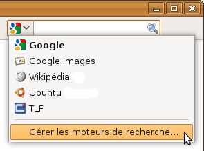 Capture d'écran Moteurs de recherche